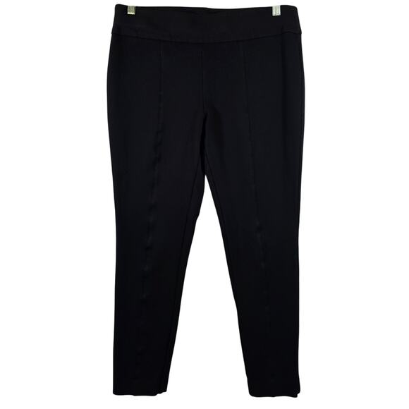Anne Klein Black Skinny Ponte Pants Womens Size L Stretch Office Front Seam - Picture 1 of 10